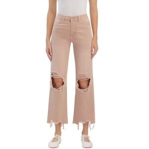 VERVET Super High Rise 90's Vintage Crop Flare Jeans Size 32 Rose Gold Pink S23